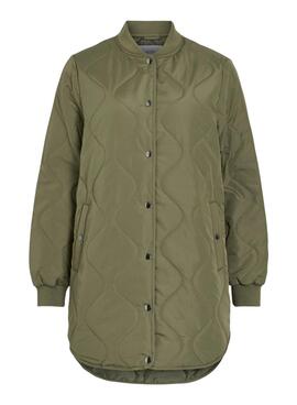 Manteau matelassé vert Vila Vitate pour femme.