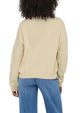Sweatshirt Only Onlsweat Life beige pour femme