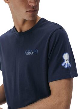 T-shirt El Pulpo triple logo bleu pour homme