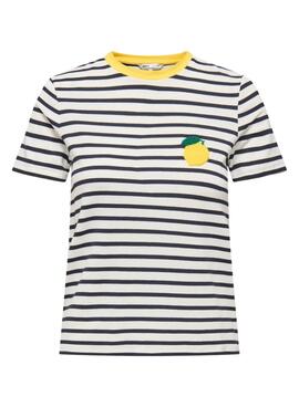 T-shirt Only Heart citron bleu et blanc pour femme