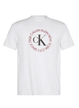 T-shirt Calvin Klein Jeans Word Circle blanc pour hommes
