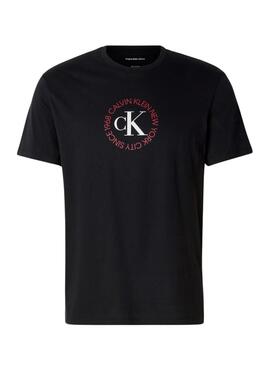 T-shirt Calvin Klein Jeans Word Circle noir pour homme