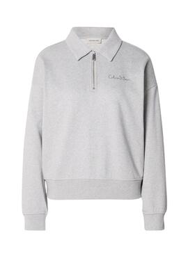 Sweatshirt Calvin Klein Jeans Polo gris pour femme