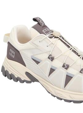 Chaussures Tommy Jeans Outdoor Runner beige et gris pour homme