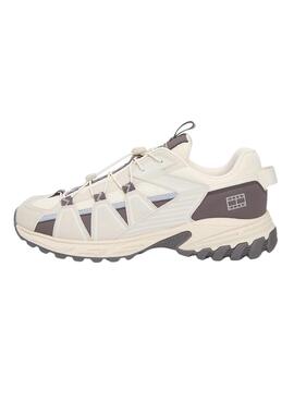 Chaussures Tommy Jeans Outdoor Runner beige et gris pour homme