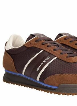 Baskets Tommy Jeans Retro Runner marron pour homme