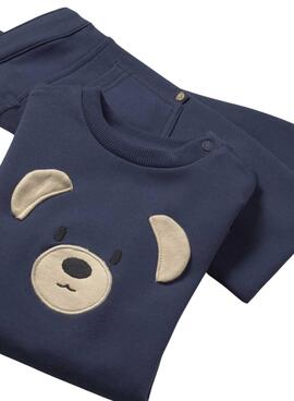 Ensemble deux pièces Mayoral bleu marine avec motif d'ours pour bébé
