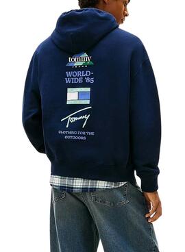 Sweat à capuche Tommy Jeans 90S bleu marine pour homme