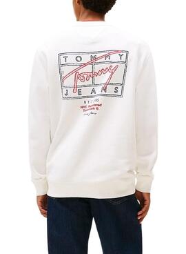 Sweat à capuche Tommy Jeans Sing Spray blanc pour homme