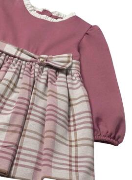 Robe Mayoral à carreaux rose combinée pour bébé