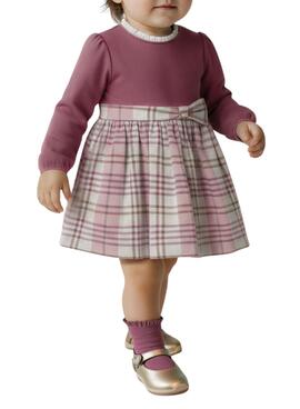 Robe Mayoral à carreaux rose combinée pour bébé