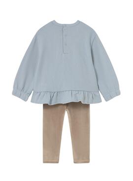 Ensemble de sweat-shirt et legging Mayoral bleu et chameau pour bébé