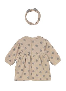 Robe avec serre-tête Mayoral à pois beige pour bébé