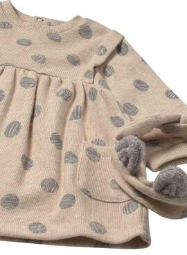 Robe avec serre-tête Mayoral à pois beige pour bébé