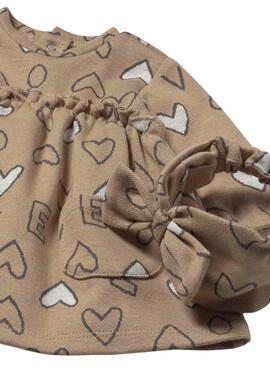 Robe avec diadème Mayoral cœurs chameau pour bébé