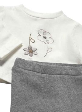 Ensemble de trois pièces Mayoral fleurs beige pour bébé