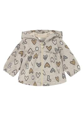 Ensemble de trois pièces Mayoral en forme de cœurs pour bébé, couleur toastée.