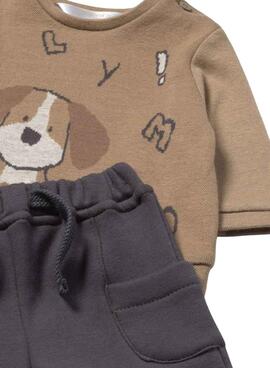Ensemble de sweat-shirt et pantalon Mayoral chien marron pour bébé