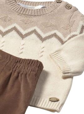Ensemble de jersey avec pantalon Mayoral cacao grillé pour bébé