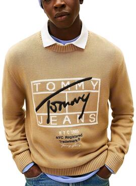 Maillot Tommy Jeans Signature beige pour homme