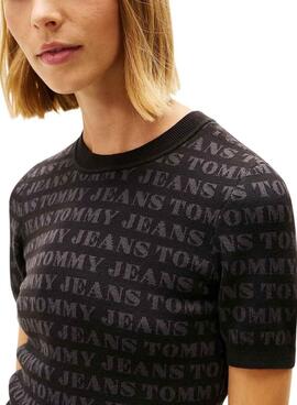 Robe Tommy Jeans Spellout noire pour femme