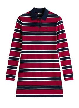 Robe Tommy Jeans polo grenat à rayures pour femme