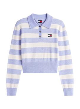 Chemise Tommy Jeans Fluffy violette et blanche pour femme