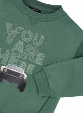 Sweat à capuche Mayoral imprimé voiture vert pour garçon