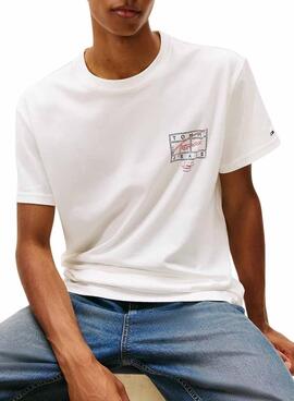 T-shirt Tommy Jeans Sign Spray blanc pour homme