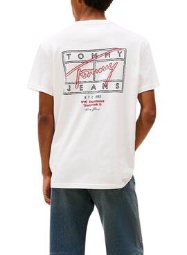 T-shirt Tommy Jeans Sign Spray blanc pour homme