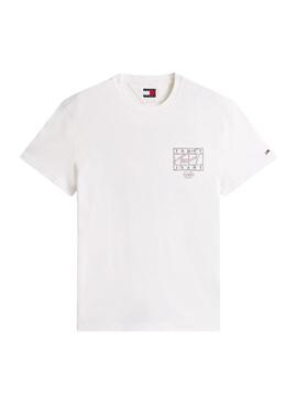 T-shirt Tommy Jeans Sign Spray blanc pour homme