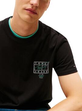 T-shirt Tommy Jeans Sign Spray noir pour homme