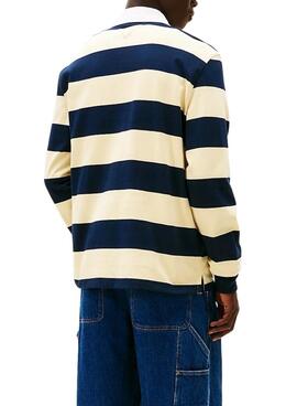 Polo Tommy Jeans Rugby Stripe jaune et bleu pour homme