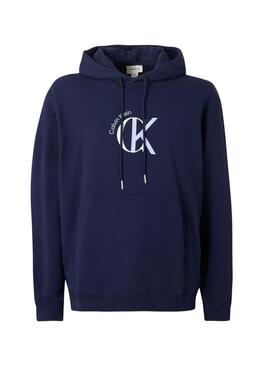 Sweat à capuche Calvin Klein Graphic Hoodie bleu marine pour homme
