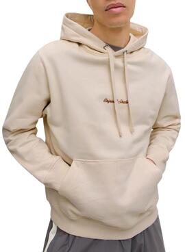 Sweat à capuche Jack and Jones Norrebo beige pour homme