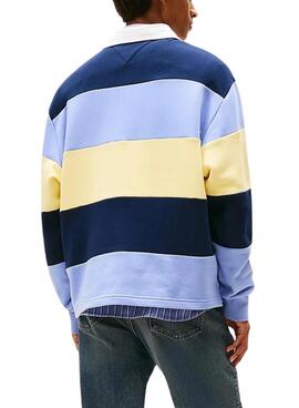 Polo Tommy Jeans Rugby bleu et jaune pour homme.