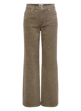 Pantalon Only Madison motif animal marron pour femme