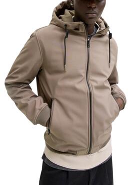Veste Jack And Jones Softshell camel pour homme