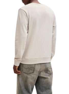 Sweat à capuche Jack and Jones Devin blanc cassé pour homme