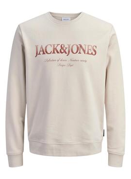 Sweat à capuche Jack and Jones Devin blanc cassé pour homme