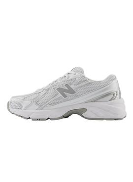Chaussures New Balance GR740 blanches et argent pour femme