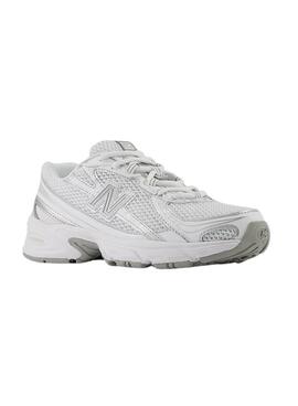 Chaussures New Balance GR740 blanches et argent pour femme