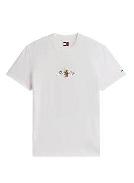 T-shirt Tommy Jeans Sign Block blanc pour homme.