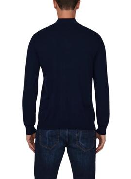 Jersey Only and Sons Wyler Half Zip bleu pour homme