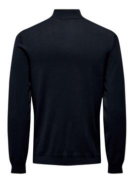 Jersey Only and Sons Wyler Half Zip bleu pour homme