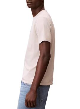 T-shirt Calvin Klein Jeans Badge blanc cassé pour homme