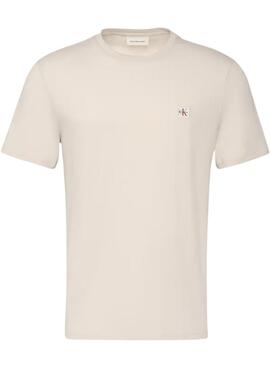 T-shirt Calvin Klein Jeans Badge blanc cassé pour homme