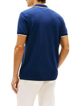 Polo Tommy Hilfiger en piqué bleu pour homme
