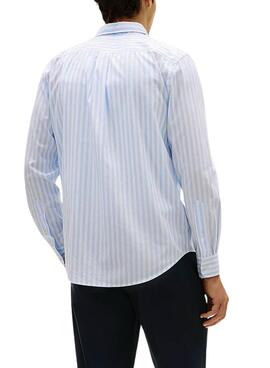 Chemise Tommy Hilfiger à rayures bleues et blanches pour homme