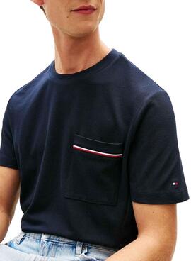 T-shirt avec poche Tommy Hilfiger bleu marine pour homme